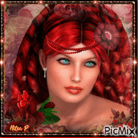 Portrait of red-haired woman - GIF animé gratuit