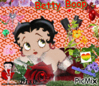 Love, oiseau , coeur § Betty Boop. animovaný GIF