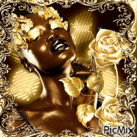 Portrait de femme en or κινούμενο GIF