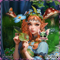 Fantasy. Elfe dans  la forêt - GIF animé gratuit