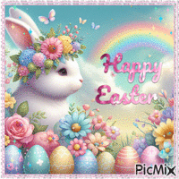 Happy Easter Pastel Bunny GIF animata