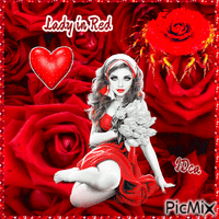 Lady    in red - Бесплатный анимированный гифка