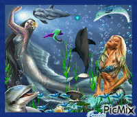 dauphins et sirènes - Bezmaksas animēts GIF