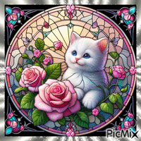 kitten and roses - Gratis geanimeerde GIF