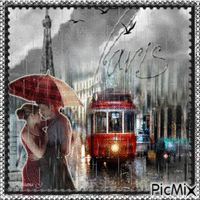 Couple sous la pluie - GIF animé gratuit