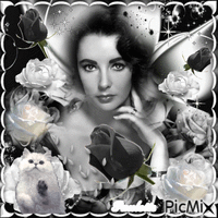 roses en noir et blanc - GIF animate gratis
