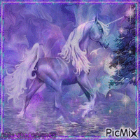 Majestic Purple Unicorn GIF animado