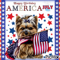 Happy 4th of July. Happy Birthday America. Dog