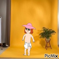 Summer baby in studio animovaný GIF