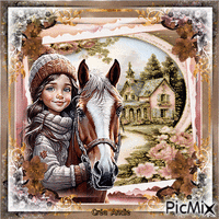 Art - Fillette & Cheval Animated GIF