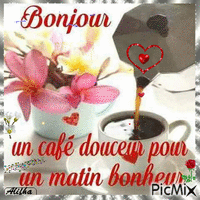 Bonjour café douceur - Zdarma animovaný GIF
