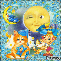 la lune et soleil ton jaune et bleu - Darmowy animowany GIF