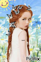 pelirroja con mariposas animerad GIF