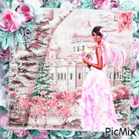 mariée en robe rose - Ingyenes animált GIF