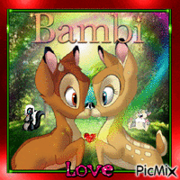 Disney Bambi & Feline анимированный гифка