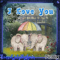 {{{Rainy Day Elephants: I love you}}} アニメーションGIF