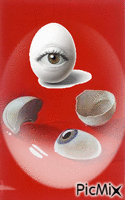 Mirada en fondo rojo анимиран GIF