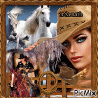 Cowgirl et chevaux, concours animovaný GIF