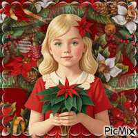merry christmas poinsettia - Безплатен анимиран GIF