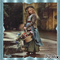 vintage flower girl GIF แบบเคลื่อนไหว