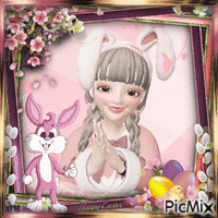 Easter with a bunny - GIF animado gratis