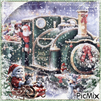Santa Claus Train in The Wild - 免费动画 GIF