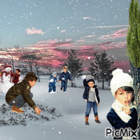 Kids snow - GIF animé gratuit