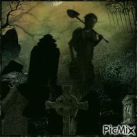 MAN IN CEMETERY 动画 GIF