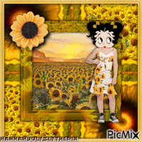 ☼Young Betty Boop with Sunflowers☼