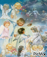 ANGELS HARD AT WORK...FRAMED IN RED AND SPARKLES animēts GIF
