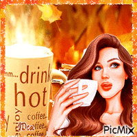 Drink hot coffee GIF แบบเคลื่อนไหว
