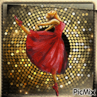 Ballet - Couleurs rouge, or et noir. - GIF animasi gratis