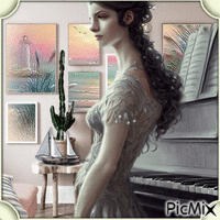 The Woman Pianist-RM-07-17-23 animuotas GIF
