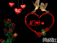 heart bird roses love - GIF animado gratis