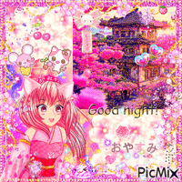 good night pink animovaný GIF
