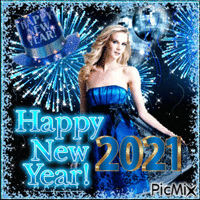 New Year's lady in blue