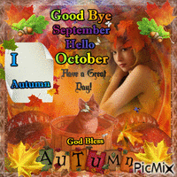 Good Bye September Hello October - GIF animé gratuit