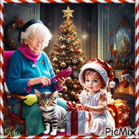 Grand-mère et petit-enfant - GIF animé gratuit
