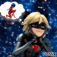 Chat Noir being a hopeless romantic Kitty animowany gif