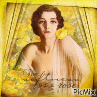 Vintage woman rose yellow - Free animated GIF