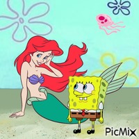 Spongebob and Ariel (my 2,830th PicMix) - Free animated GIF