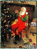 Santa Blowing Bubbles анимированный гифка