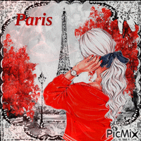 Paris in Rot, Weiß, Schwarz - GIF animado grátis