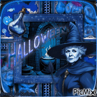 (♠)Halloween Witch in Blue(♠) - Free animated GIF