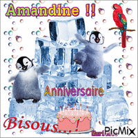 Joyeux Anniversaire Amandine !! - Бесплатни анимирани ГИФ