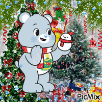 Christmas Wishes Bear GIF animado