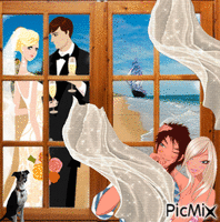 Noche de bodas frente al mar - 無料のアニメーション GIF