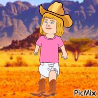 Western baby in desert GIF animé