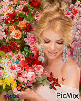 Beauty and Flowers - GIF animé gratuit