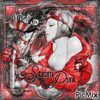 Steampunk woman BWR - Ücretsiz animasyonlu GIF
